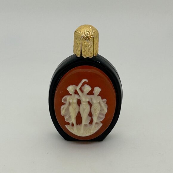 Vintage Three Graces Cameo Perfume Bottle Resin Black Glass Made in Austria READ - Picture 6 of 16